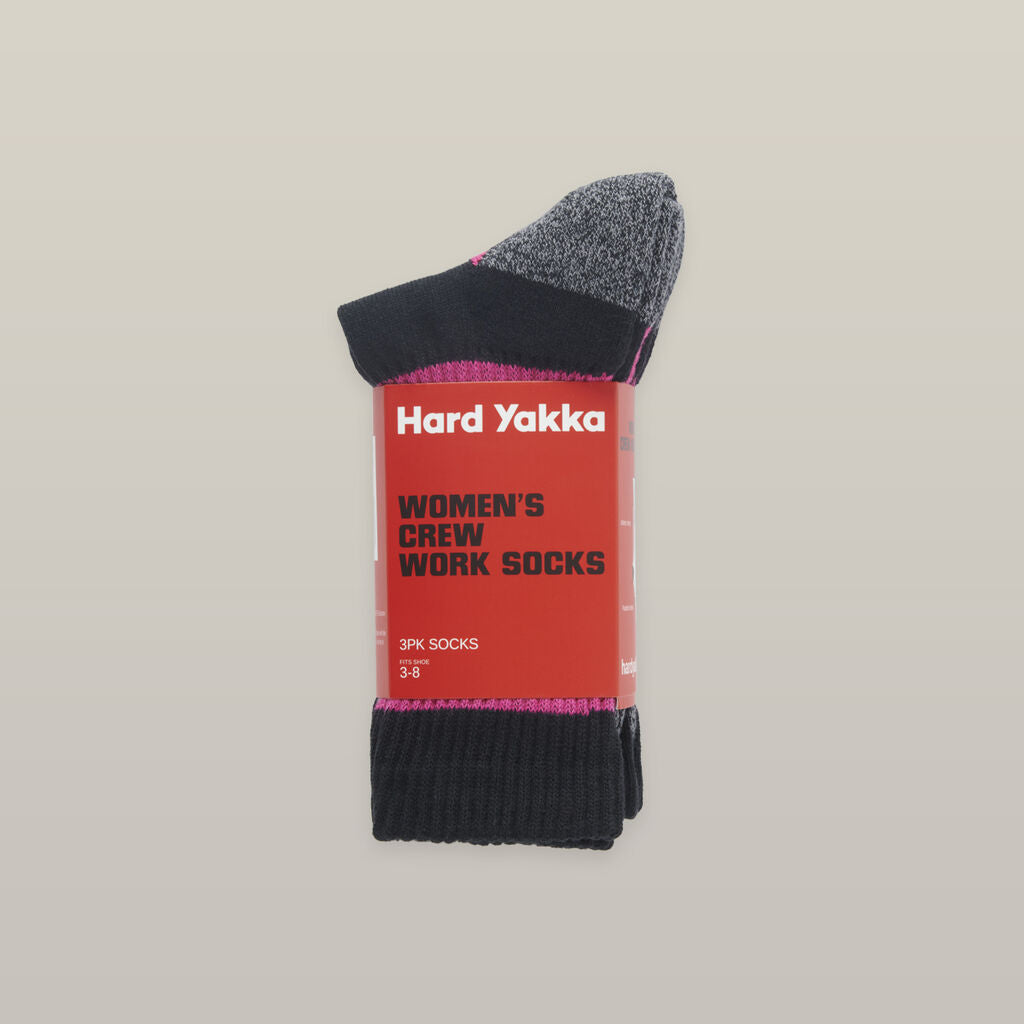 Hard Yakka Y08606 Women's 3pk Crew Socks