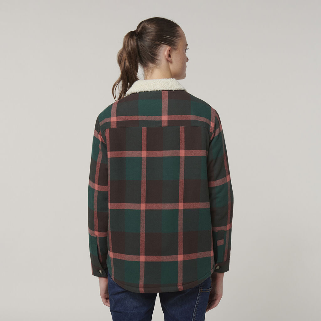 Hard Yakka Y08760 Women's Heritage Trucker Sherpa Jacket-Green Check