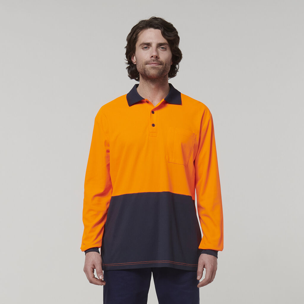 Hard Yakka Y19617 Men's Long Sleeve Hi Vis Polo