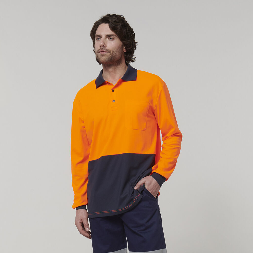 Hard Yakka Y19617 Men's Long Sleeve Hi Vis Polo