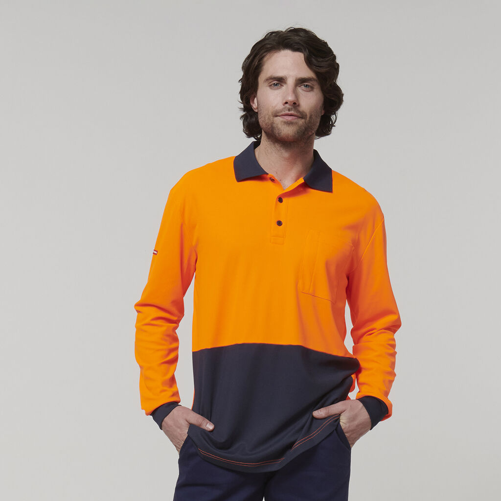 Hard Yakka Y19617 Men's Long Sleeve Hi Vis Polo