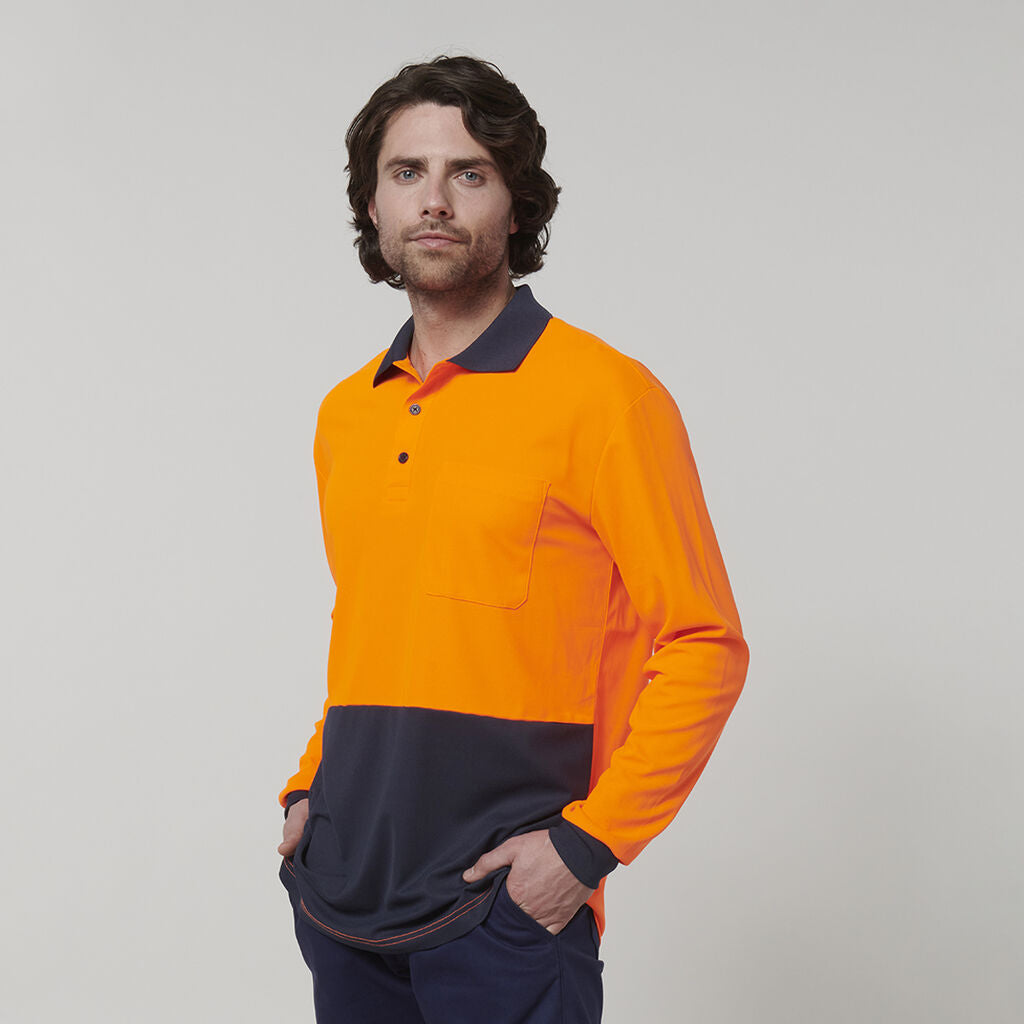 Hard Yakka Y19617 Men's Long Sleeve Hi Vis Polo