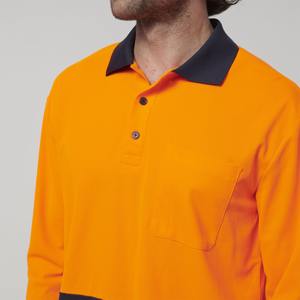 Hard Yakka Y19617 Men's Long Sleeve Hi Vis Polo