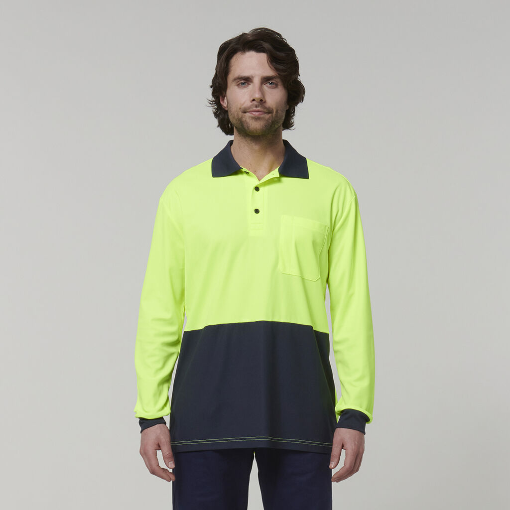 Hard Yakka Y19617 Men's Long Sleeve Hi Vis Polo