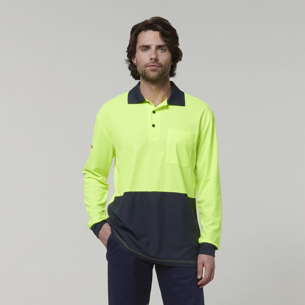 Hard Yakka Y19617 Men's Long Sleeve Hi Vis Polo