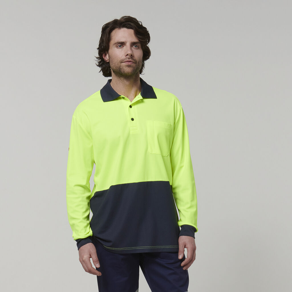 Hard Yakka Y19617 Men's Long Sleeve Hi Vis Polo