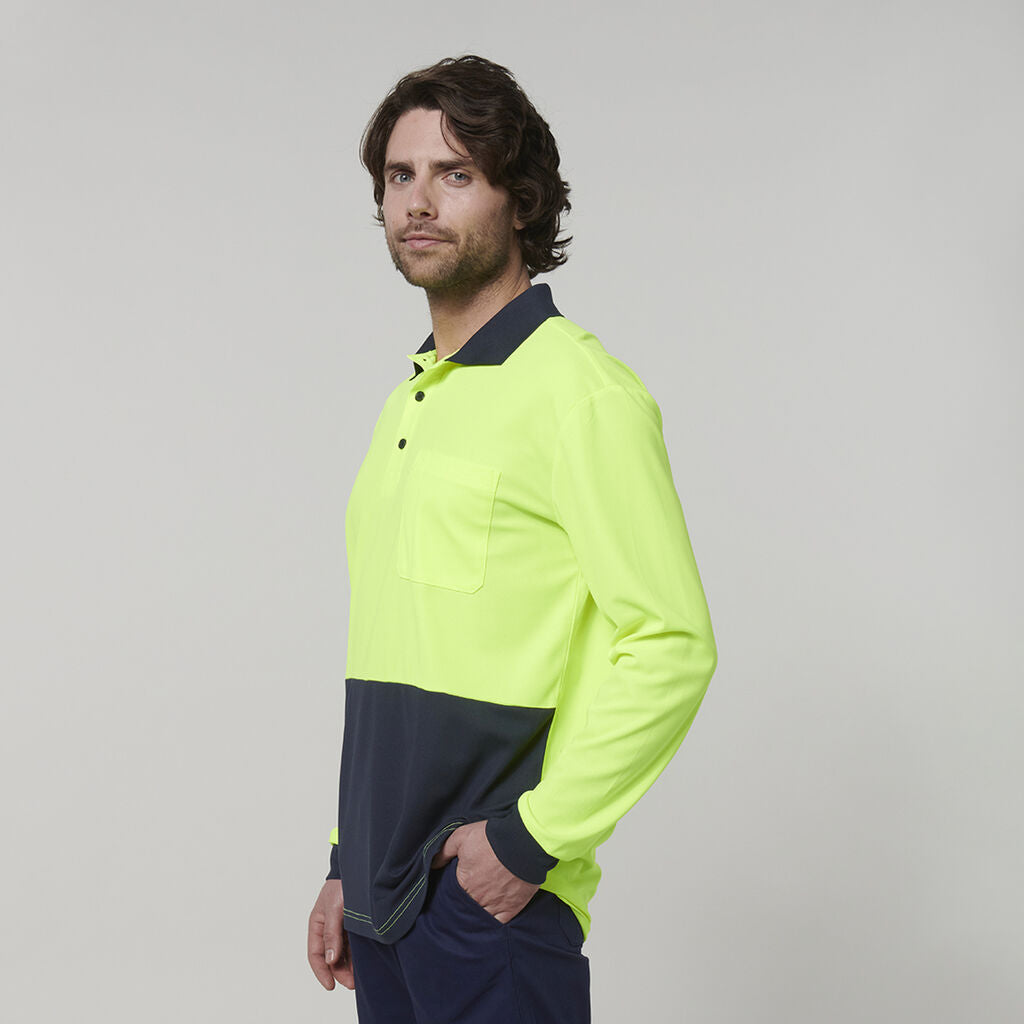 Hard Yakka Y19617 Men's Long Sleeve Hi Vis Polo