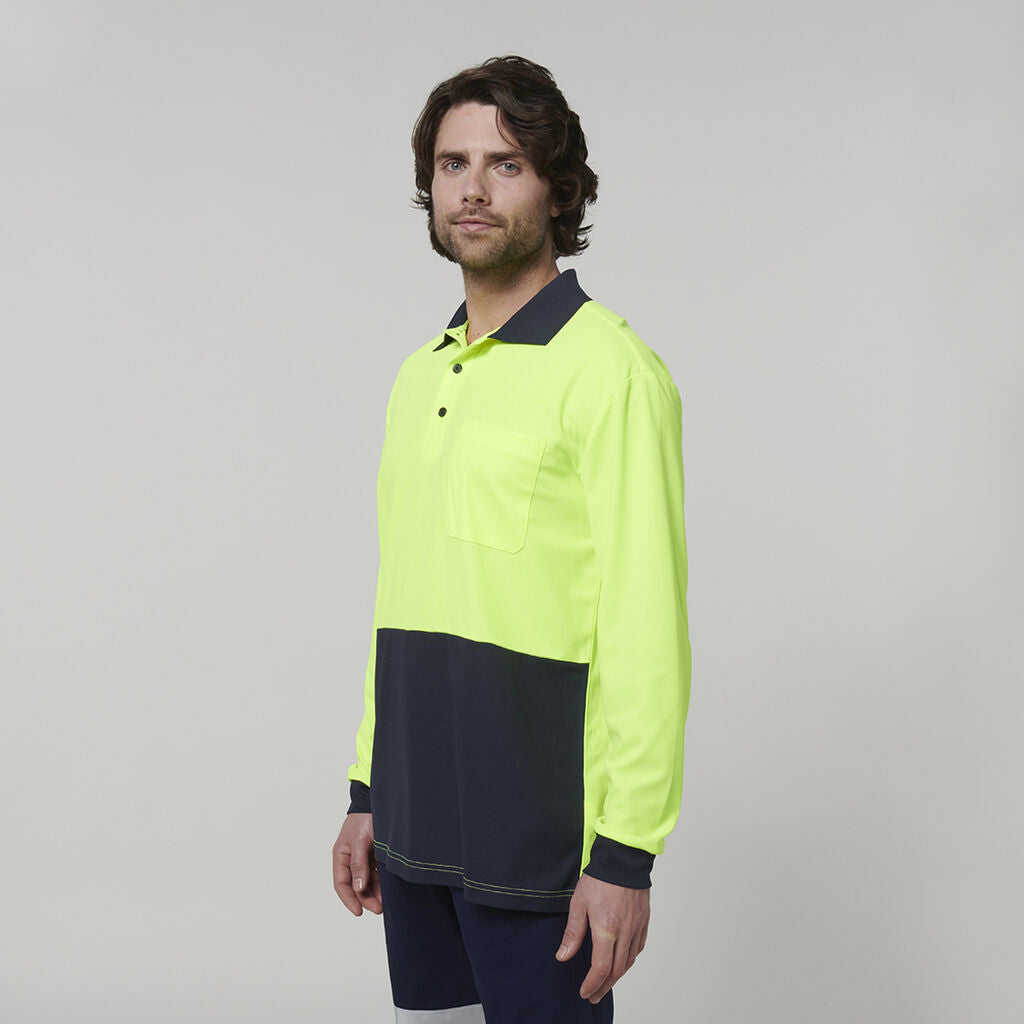 Hard Yakka Y19617 Men's Long Sleeve Hi Vis Polo