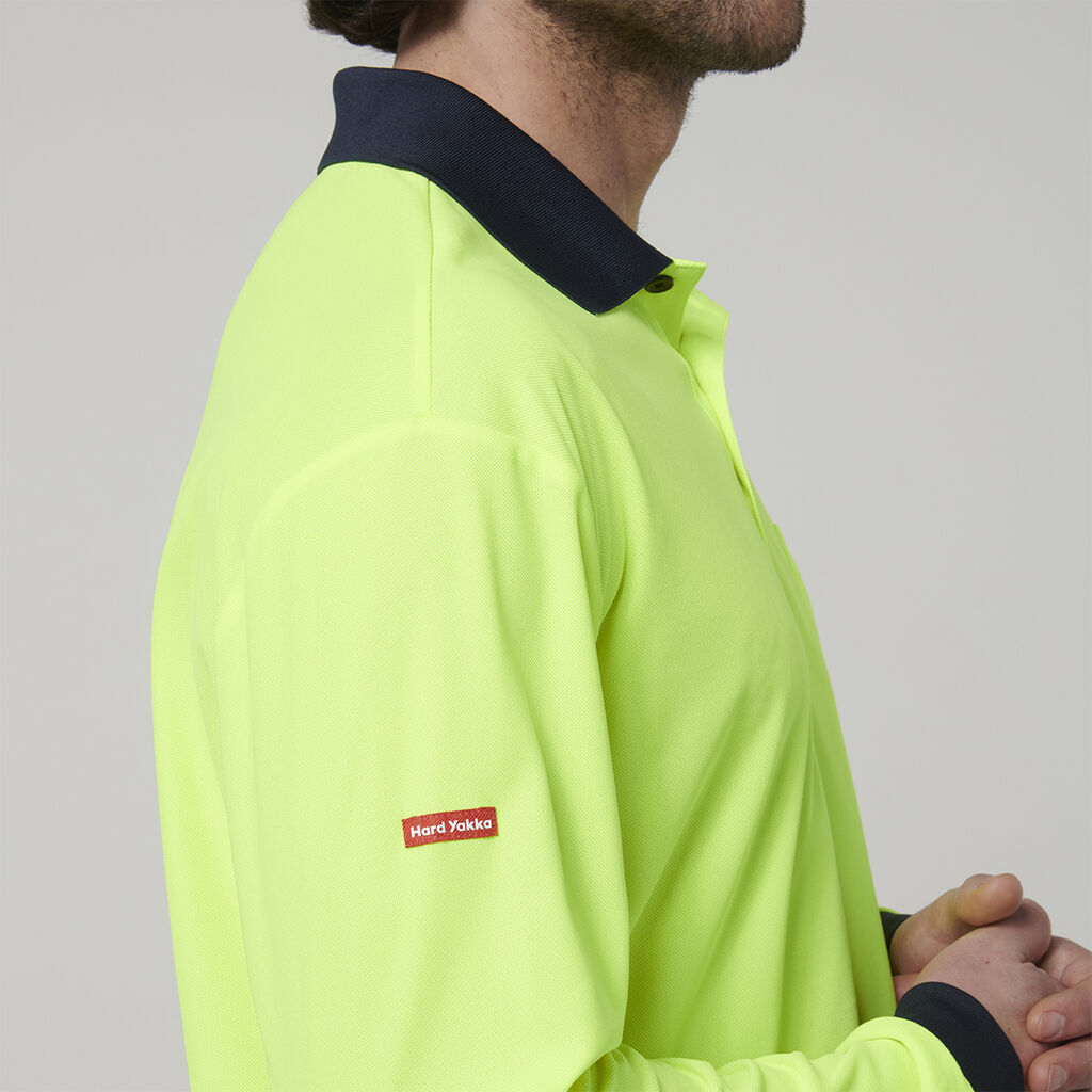 Hard Yakka Y19617 Men's Long Sleeve Hi Vis Polo