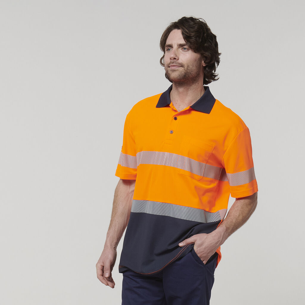 Hard Yakka Y19618 Men's Short Sleeve Hi Vis Taped Polo