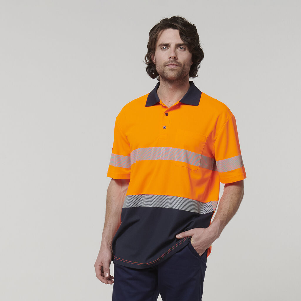 Hard Yakka Y19618 Men's Short Sleeve Hi Vis Taped Polo