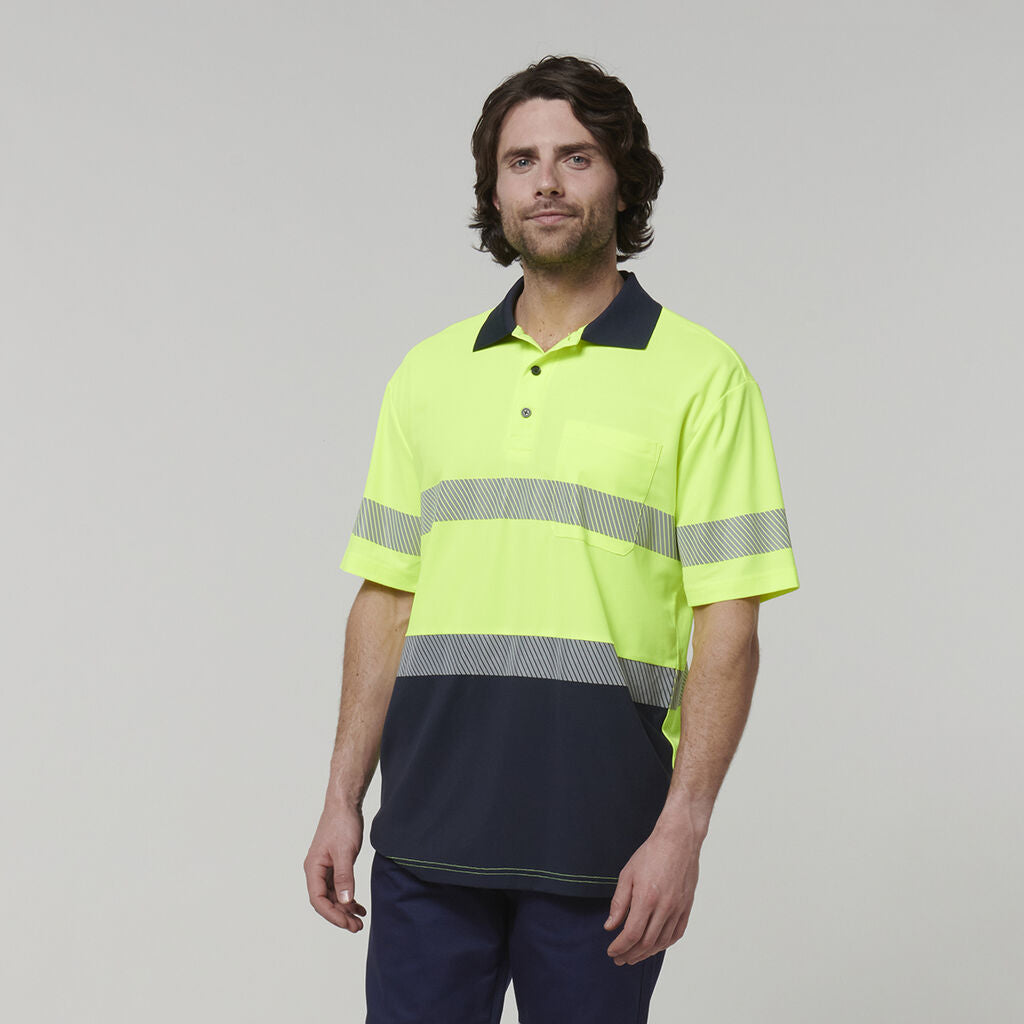 Hard Yakka Y19618 Men's Short Sleeve Hi Vis Taped Polo