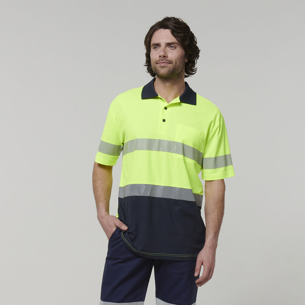 Hard Yakka Y19618 Men's Short Sleeve Hi Vis Taped Polo