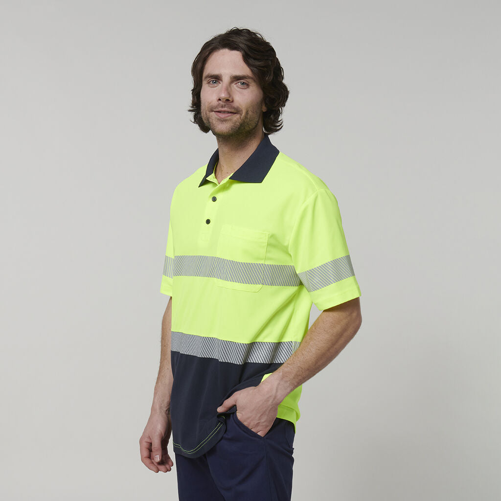 Hard Yakka Y19618 Men's Short Sleeve Hi Vis Taped Polo