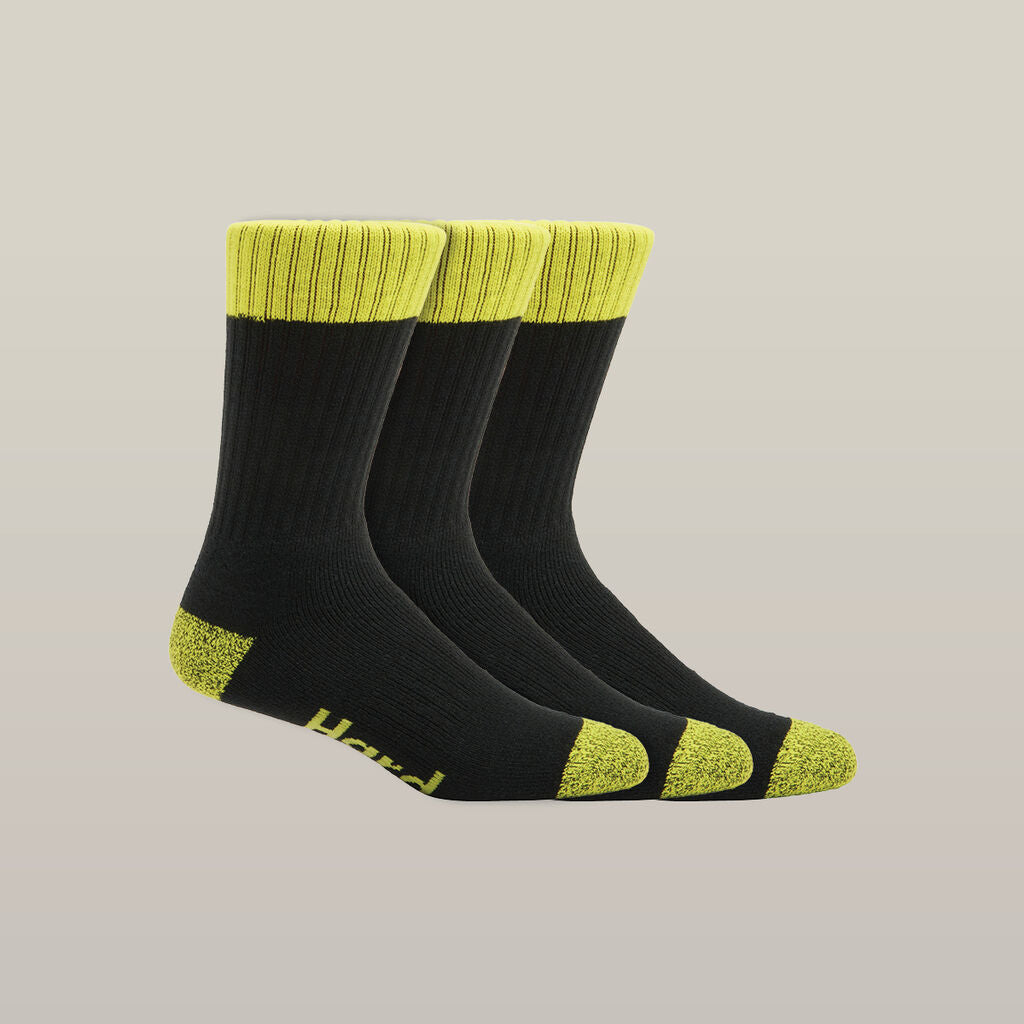 Hard Yakka Y20014 Core Hi Vis Work Crew Sock 3PK