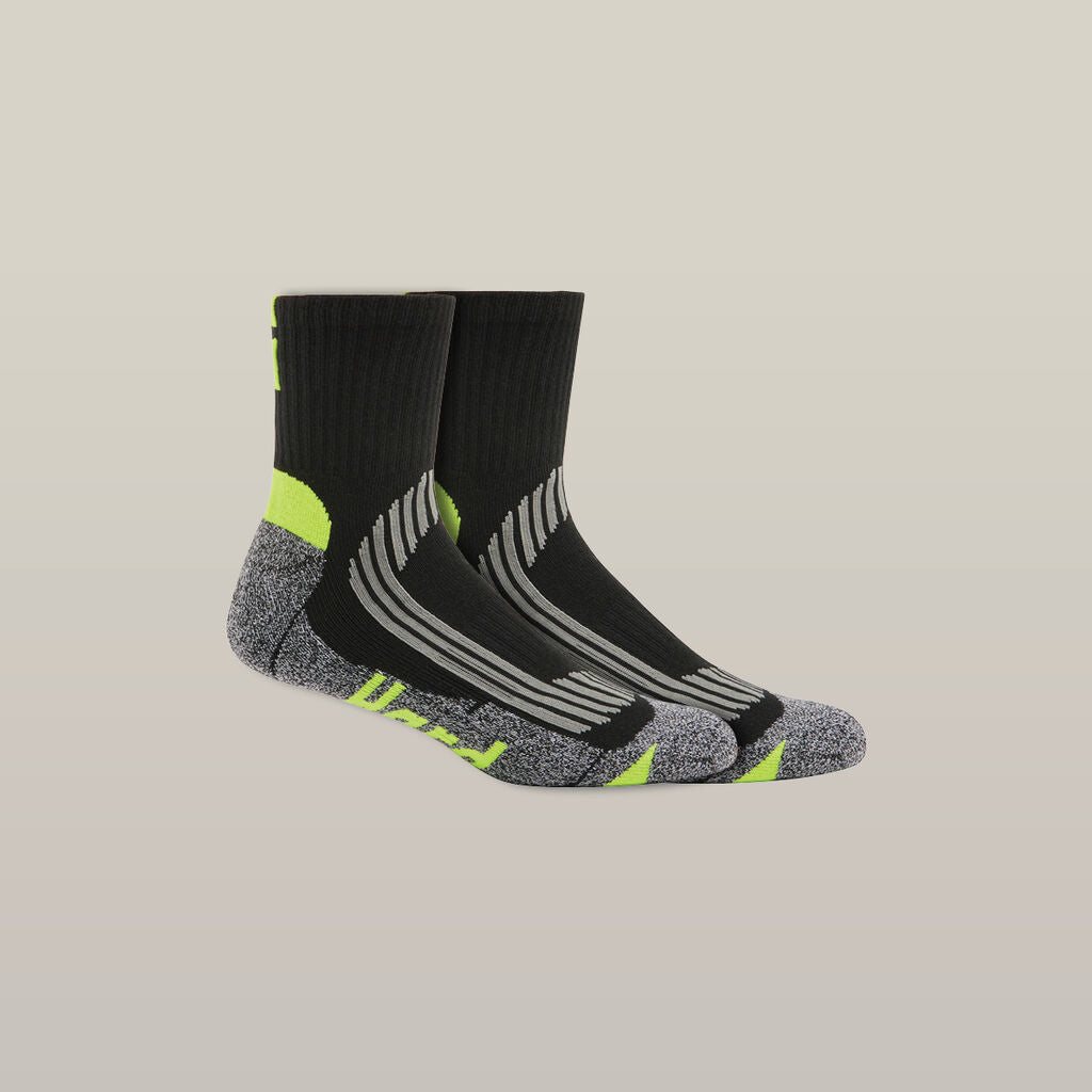 Hard Yakka Y20017 Core Coolmax Padded Quarter Crew Sock 2PK