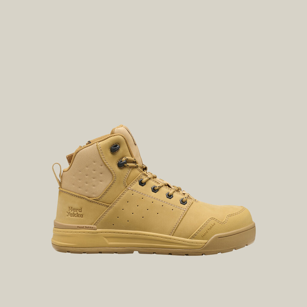 Hard Yakka Y60122 Evolution Lace up & Side Zip 5" Steel Toe Safety Boot - Wheat