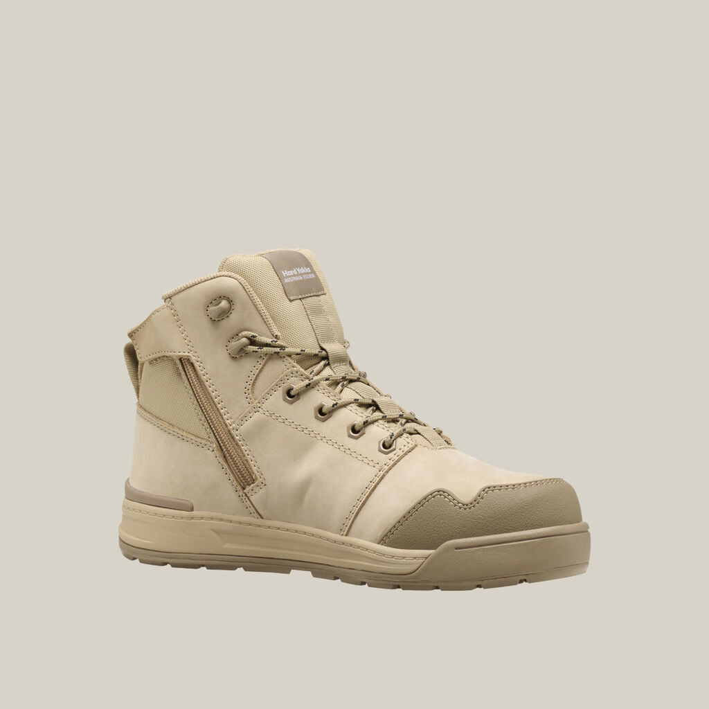 Hard Yakka Y60124 Evolution Lace Up & Side Zip 5" Steel Toe Safety Boot- Sand
