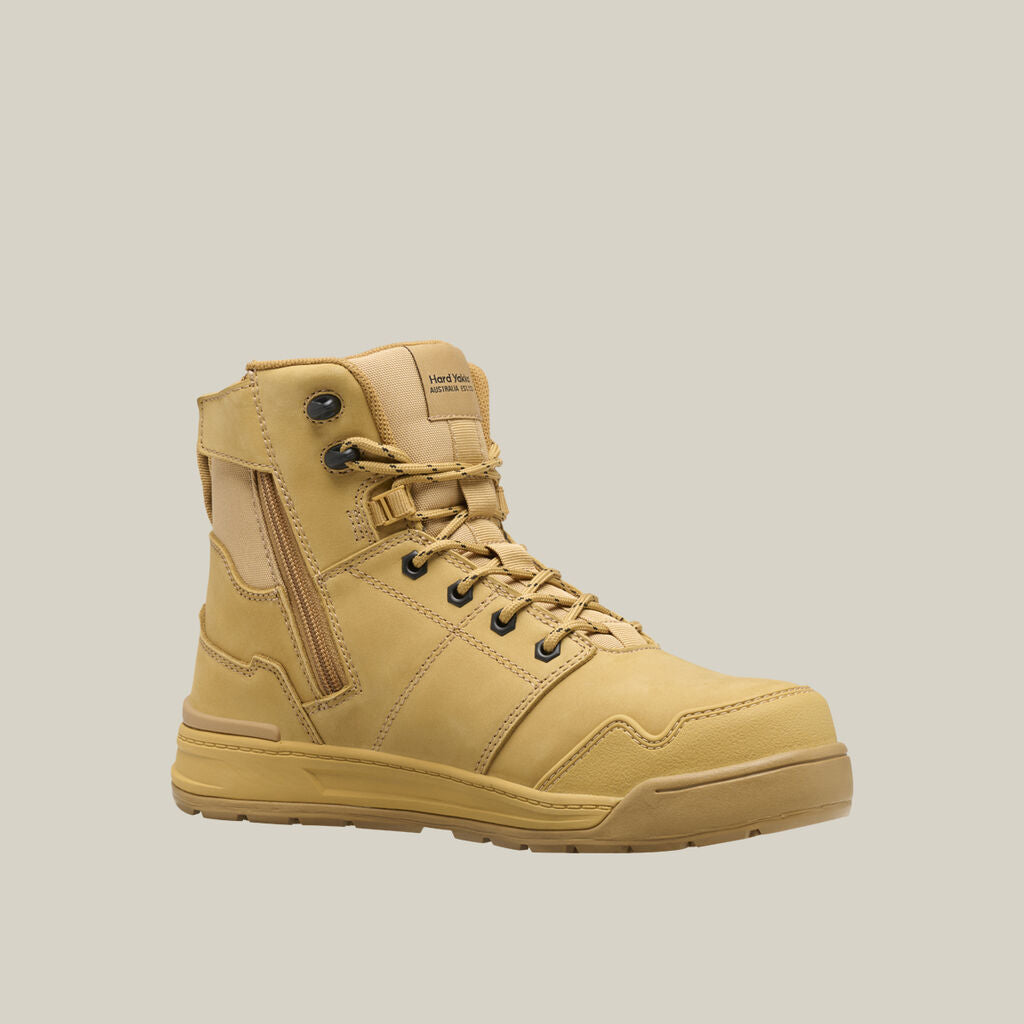 Hard Yakka Y60137 Evolution Lace Up & Side ZIP 6" Steel Toe Safety Boot - Wheat