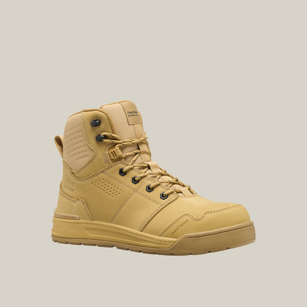 Hard Yakka Y60137 Evolution Lace Up & Side ZIP 6" Steel Toe Safety Boot - Wheat