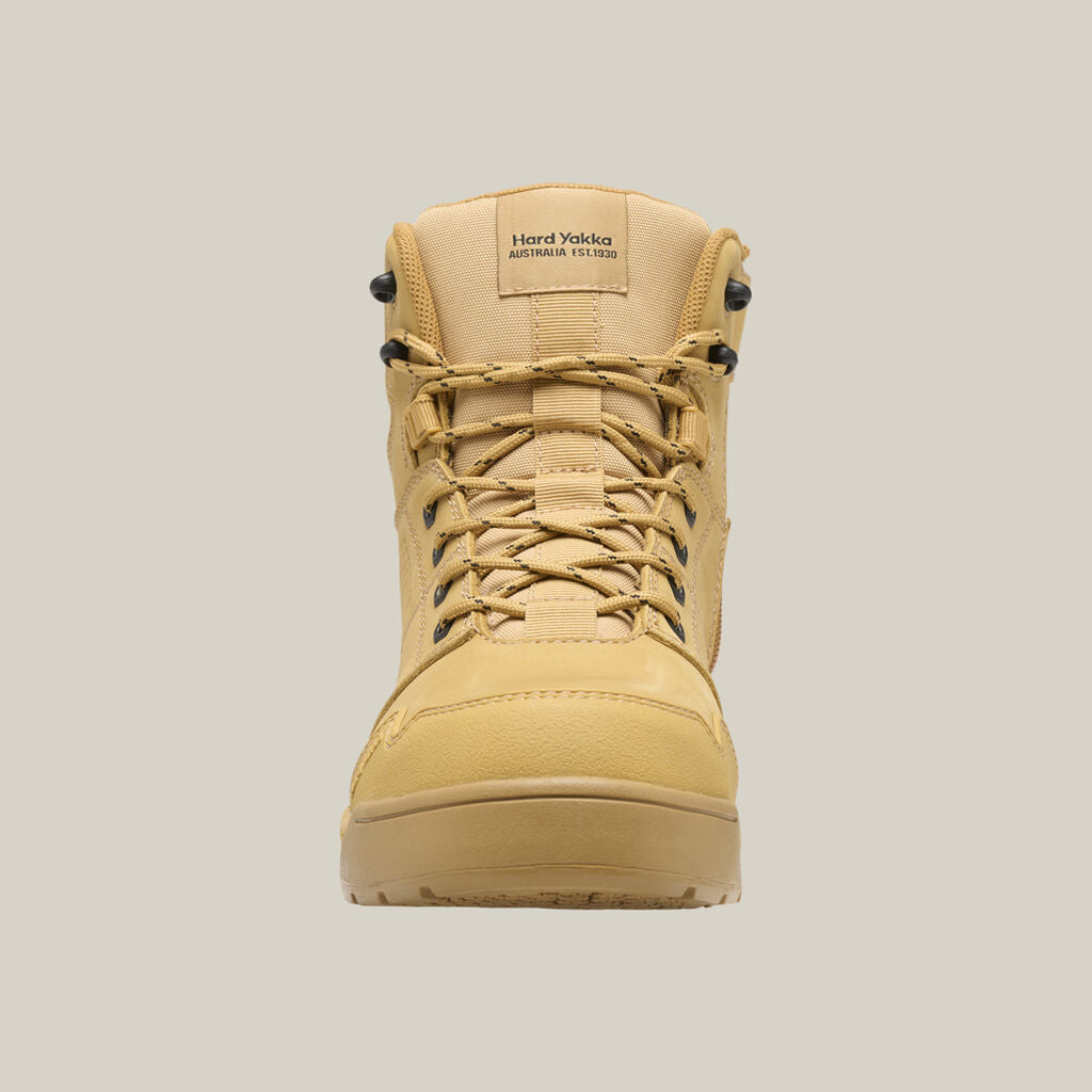 Hard Yakka Y60137 Evolution Lace Up & Side ZIP 6" Steel Toe Safety Boot - Wheat