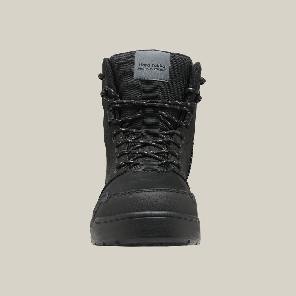 Hard Yakka Y60138 Evolution Lace up & Side Zip 6" Steel Toe Safety Boot - Black