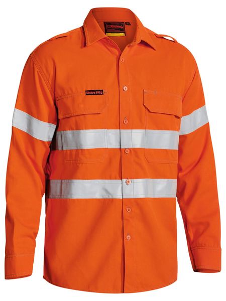 Bisley BS8081T Tencate Tecasafe® Plus 700 Taped Hi-vis Fr Vented Long Sleeve Shirt-Orange