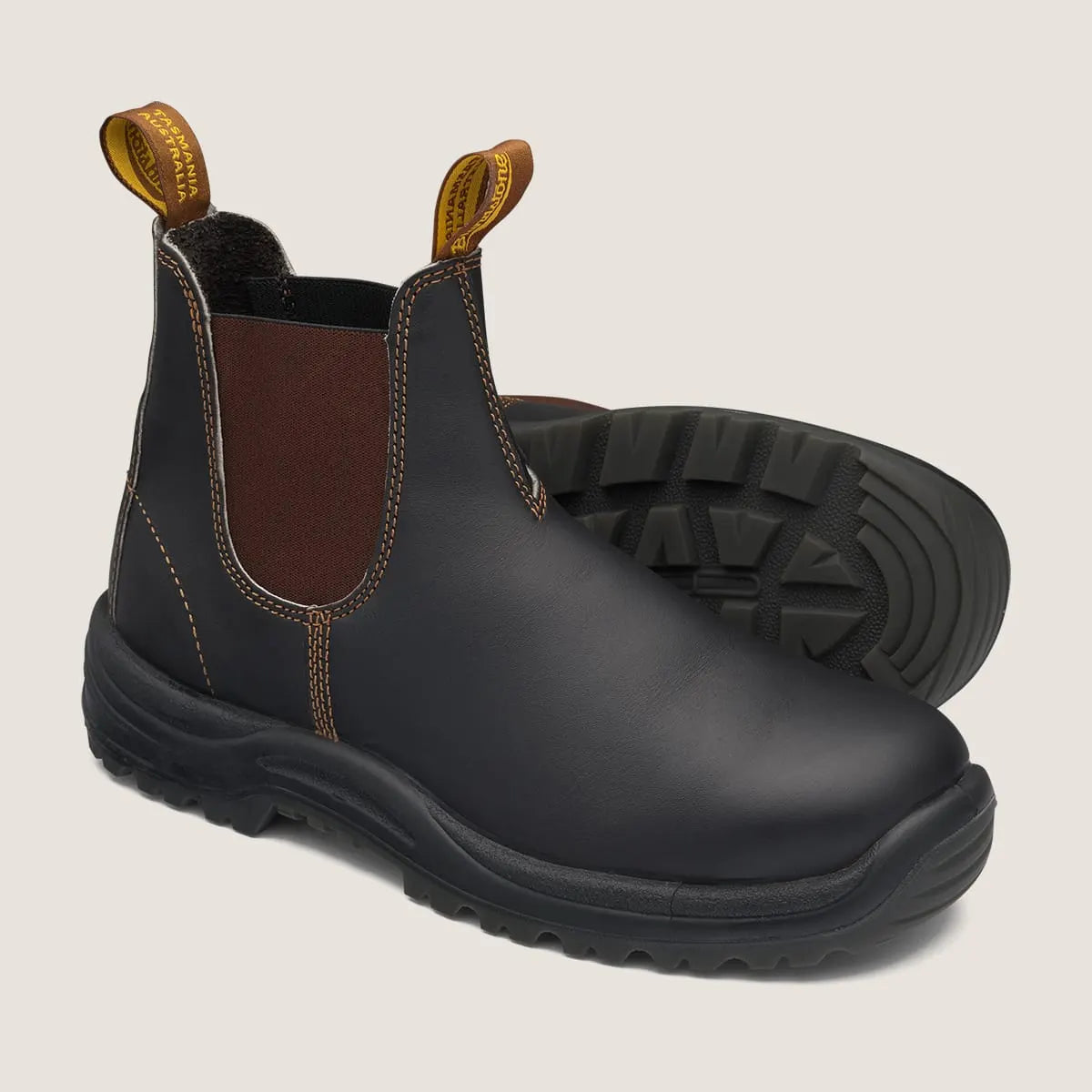 Blundstone 172 Elastic Sided Premium Leather Safety Boot-Brown