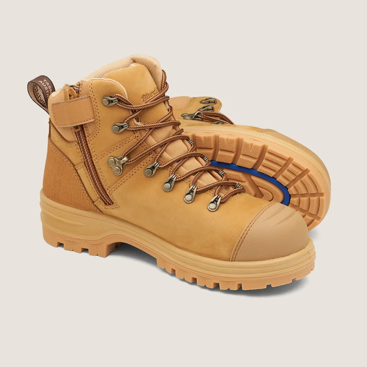 Blundstone 243 Unisex Zip Up Safety Boots-Wheat