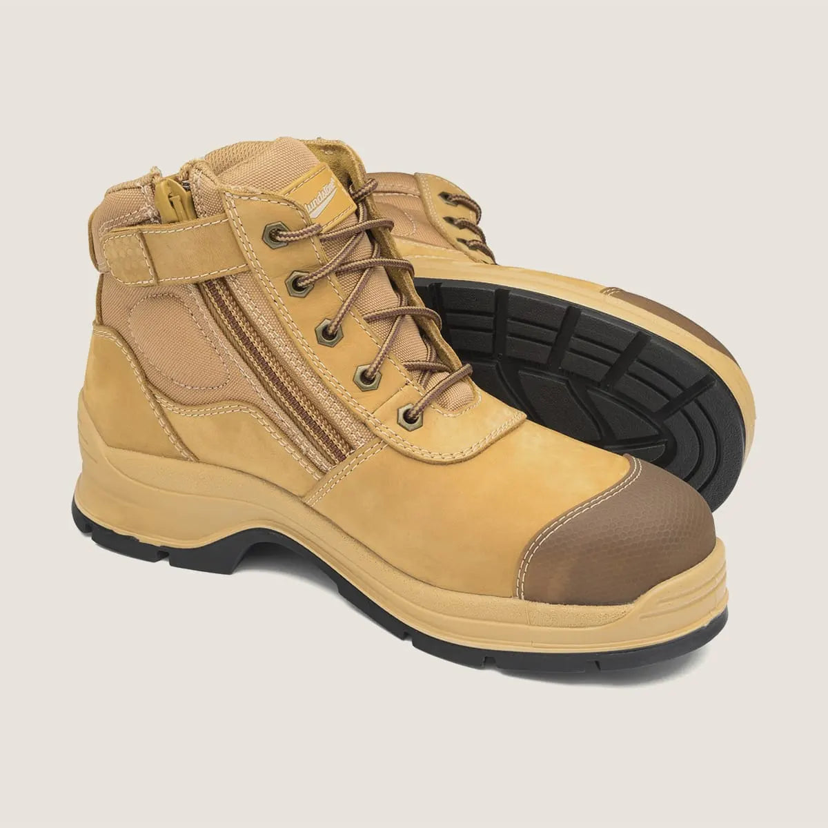 Blundstone 318 Unisex Zip Up Safety Boots-Wheat