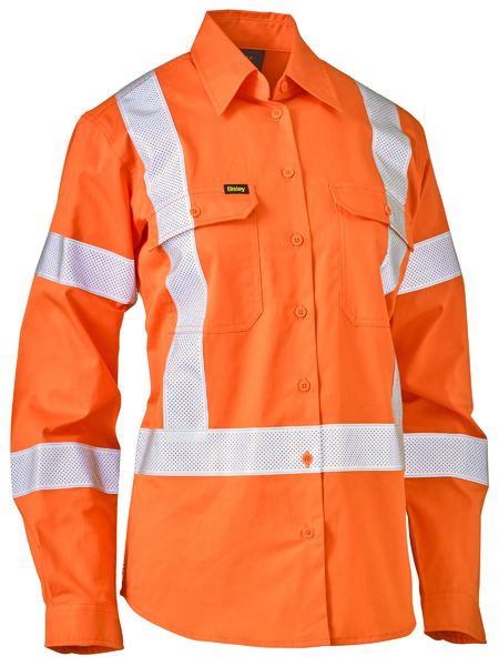 Bisley Bl6166XT Women's Taped X Back Cool Lightweight Hi-vis Drill Rail Shirt