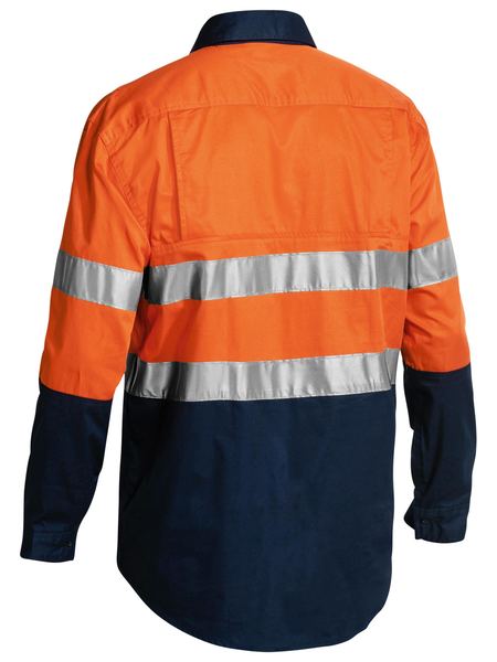 Bisley BSC6896 Two Tone Hi-vis Cool Lightweight Closed Front L/S Shirt 3M Tape