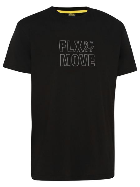 Bisley BKT085 Flex & move™ Cotton Outline Print Tee-Black