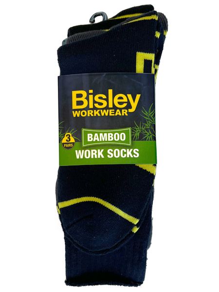 Bisley BSX7020 Bamboo Work Socks (3x Pack) Assorted