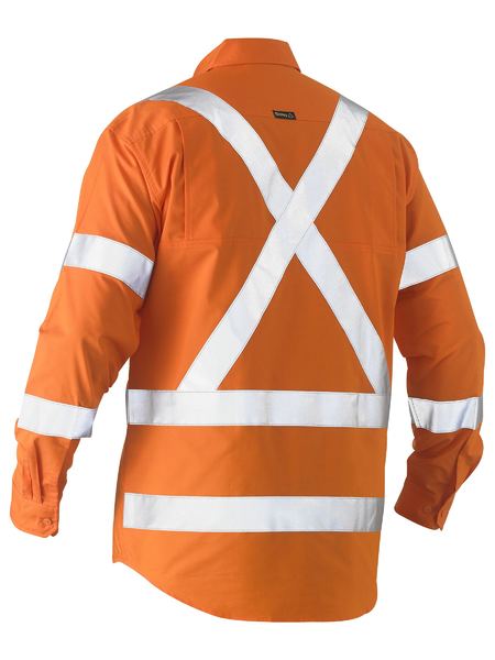 Bisley BS6266XT X Taped Hi-vis Recycled Drill Shirt-Orange