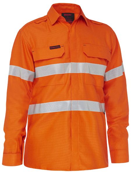 Bisley BS8439T Apex 185 Taped Hi-vis Ripstop Fr Vented Shirt-Orange
