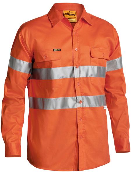 Bisley BT6482 Hi-vis 3m Reflective Tape Men's Drill L/s Shirt-Orange