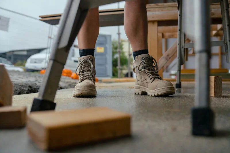 Blue stone top work boots