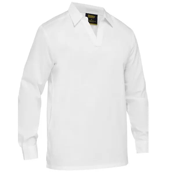 Bisley BS6404 V-neck Long Sleeve Shirt-White