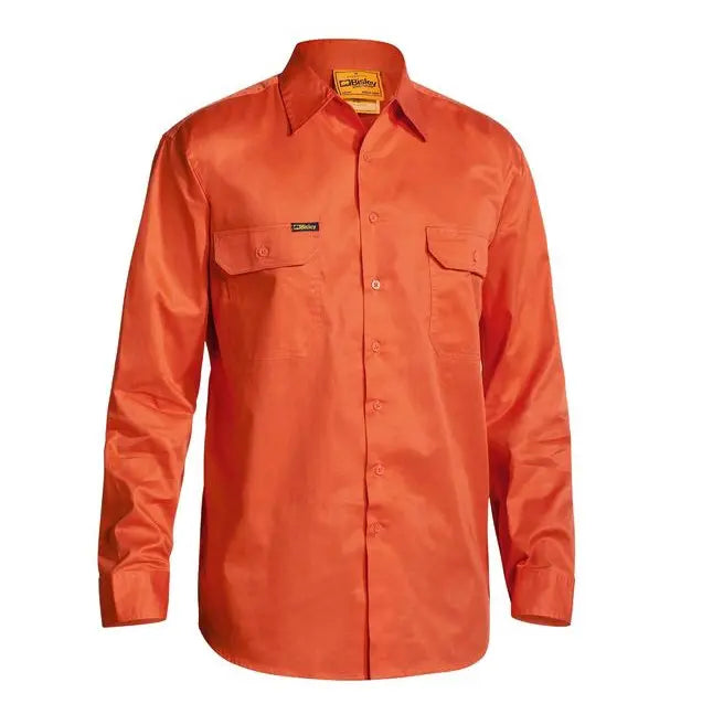 Bisley BS6894 Men's Cool Lightweight Gusset Cuff Hi-vis L/S Shirt-Orange