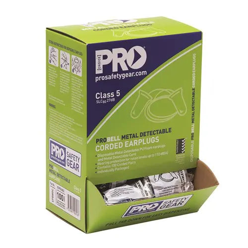 Pro Choice EPBMDC Pro bell Metal Detectable Earplugs Corded – 100 Pairs
