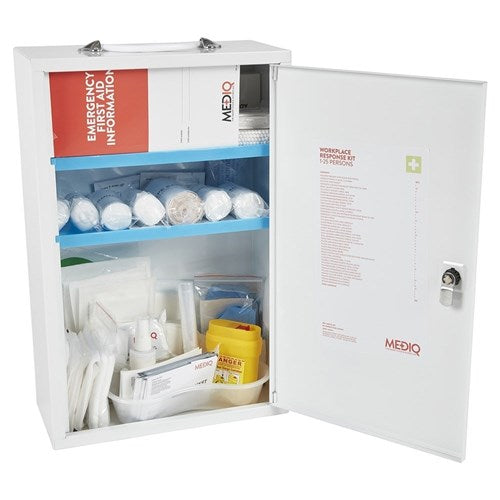 MEDIQ FAEWM- Essential Workplace Response First Aid Kit In Metal Wall Cabinet