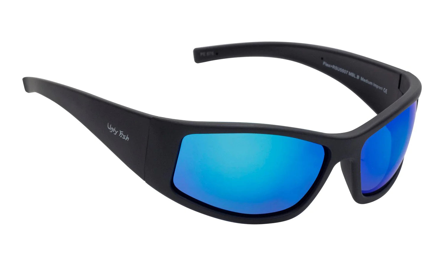 Ugly Fish RSU5507 MBL.B Flex Safety Sunglasses- Matt Black Frame/Blue Revo Lens