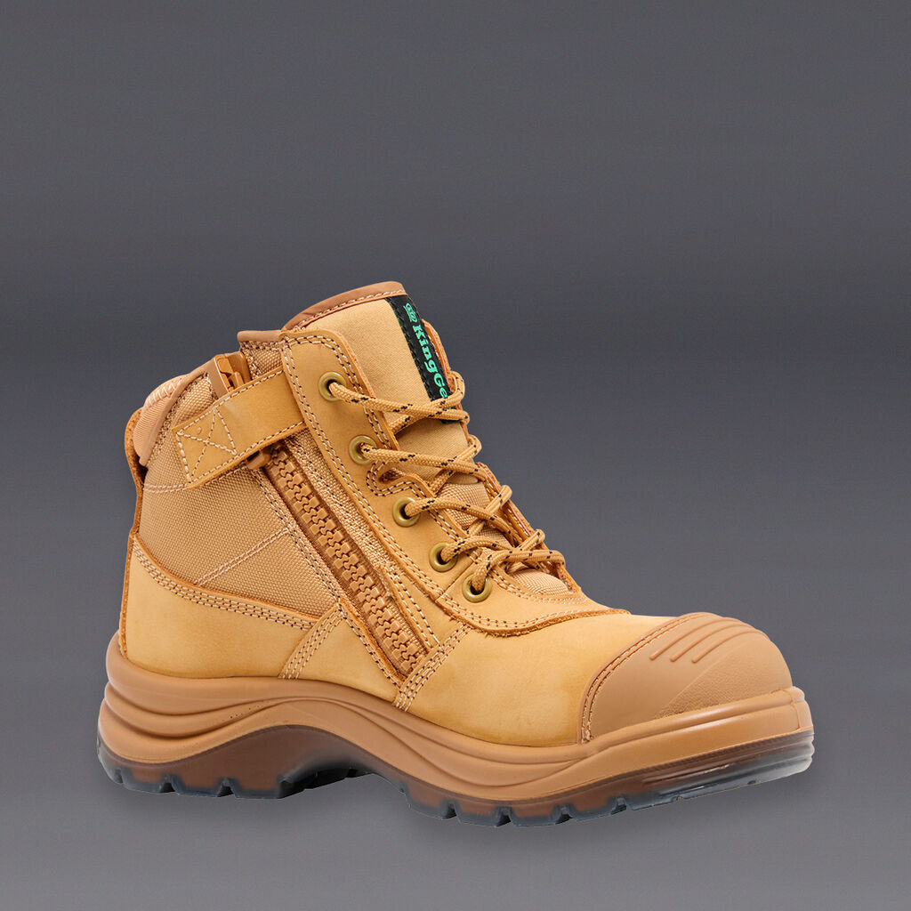 KingGee K26491 Women’s Tradie 5 Safety Boots-Wheat