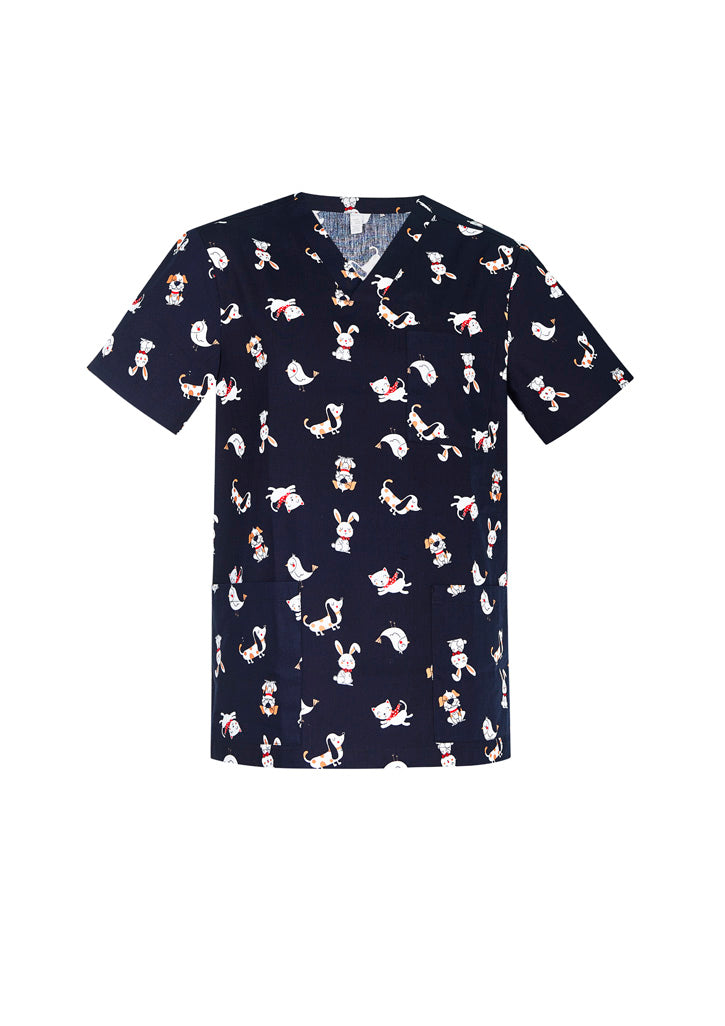 Biz care CST147MS Best Friends Men's Scrub Top-Navy