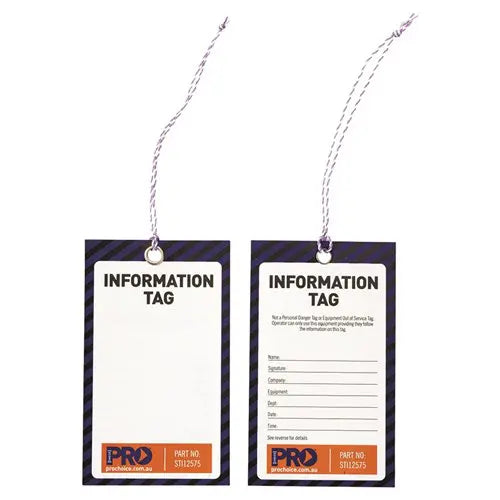 Pro Choice STI12575 Safety Tag 125mm X 75mm Information (Blank) – 100 Pack