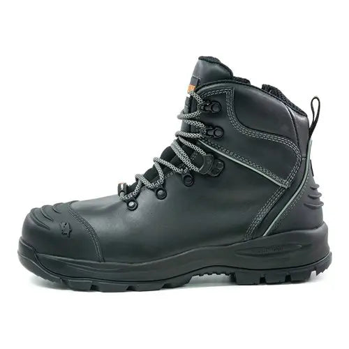 Bison XTLZBK Ankle Lace Up With Zip Safety Boots-Black
