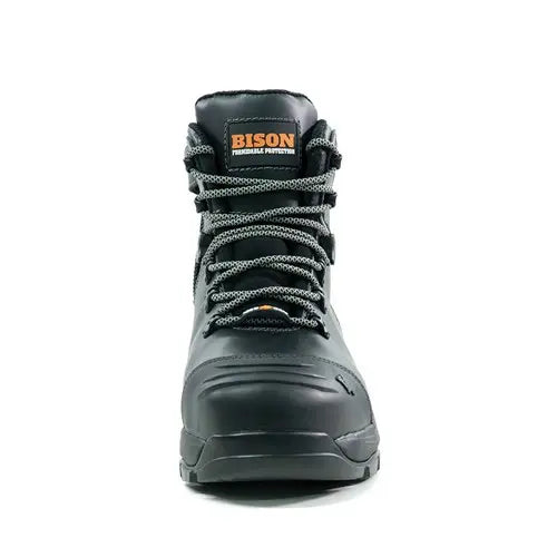 Bison XTLZBK Ankle Lace Up With Zip Safety Boots-Black