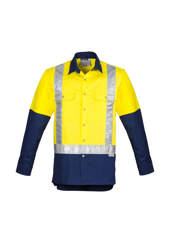 Syzmik ZW124 Men's Hi Vis Spliced Industrial Shirt - Shoulder Taped