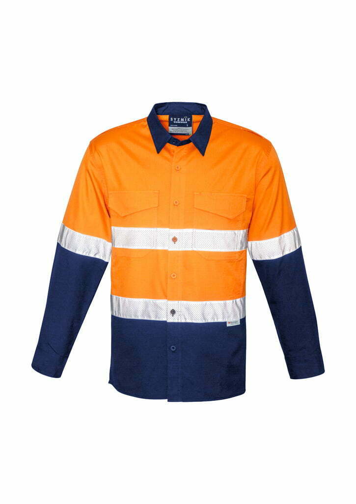 Syzmik ZW129 Men's Rugged Cooling Taped Hi-Vis Spliced L/S Shirt